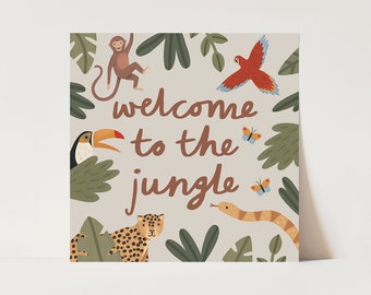 Welcome to the jungle in stone print, children's decor, nursery woodland theme, perfect birthday gift for her or wall decor