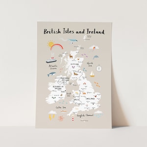 Impression des îles britanniques dans la pierre, art mural pour chambre de bébé, affiche de chambre de bébé, décoration murale, impression d'art moderne, le cadeau d'anniversaire parfait pour bébé ou enfant