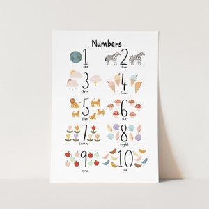 Stampa con numeri, poster con numeri colorati, stampa educativa, arte per la cameretta dei bambini, regalo perfetto per neonati o decorazioni per la cameretta dei bambini