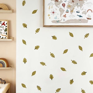 Leaves wall sticker, removable fabric sticker, safari, jungle leaf wall decal, wallpaper effect wall sticker