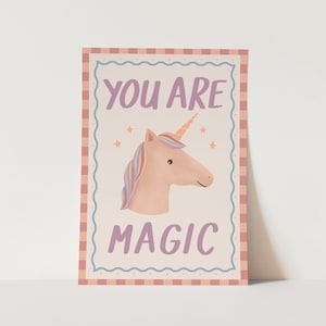 Impresión "Eres mágico", decoración de unicornio para niños, decoración de guardería, regalo de cumpleaños perfecto para ella o decoración de pared.