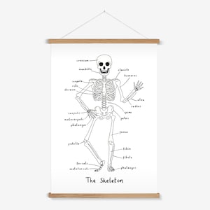 Skeleton print in white, Nursery Wall Art, Children's Wall Art, perfect birthday gift or nursery decor image 2