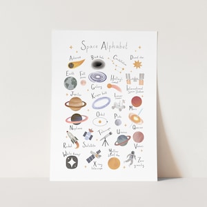 Space Alphabet print, Nursery Wall Art, Children&#39;s Wall Art, perfect birthday gift or nursery decor