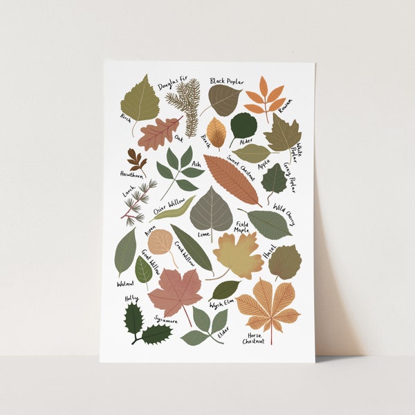 Leaf Chart print, children's decor, nursery rainbow decor, perfect birthday gift for her or wall decor