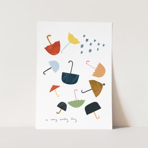 Umbrellas print, colourful nursery poster, nursery art, nursery decor, perfect birthday gift for her or wall decor