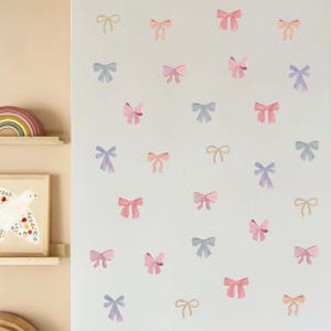Colourful Bows wall stickers, removable fabric sticker, bow wall decal, wallpaper effect wall sticker