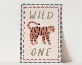 Impresión de Wild One, decoración de tigre para niños, decoración de guardería, regalo de cumpleaños perfecto para ella o decoración de pared