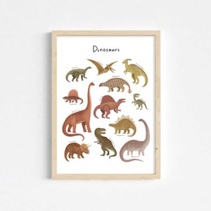 Dinosaur Chart print in white, Dinosaur Wall Art, Children's Wall Art, perfect birthday gift or nursery decor image 4