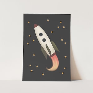 Rocket print in black, Nursery Wall Art, Children&#39;s Wall Art, perfect birthday gift or nursery decor