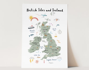 The British Isles print, nursery wall art, nursery poster, wall decor, modern art print, the perfect baby or kids birthday gift
