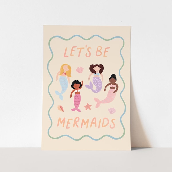 Estampa "Vamos ser Sereias", decoração infantil com tema de sereia, decoração para quarto de bebê, presente de aniversário perfeito para ela ou decoração de parede.