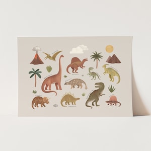 Steen print dinosaurussen, muurkunst dinosaurus, kindermuurkunst, perfect verjaardagscadeau of kinderkamerinrichting