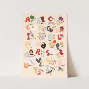 Het alfabet (Amerikaanse spelling), alfabetkaart voor kinderen, kinderkamerinrichting, perfect verjaardagscadeau voor haar of wanddecoratie