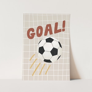 Goal print in stone, Soccer Kids Room Wall Art, Children&#39;s Art Prints, perfect birthday gift or nursery decor
