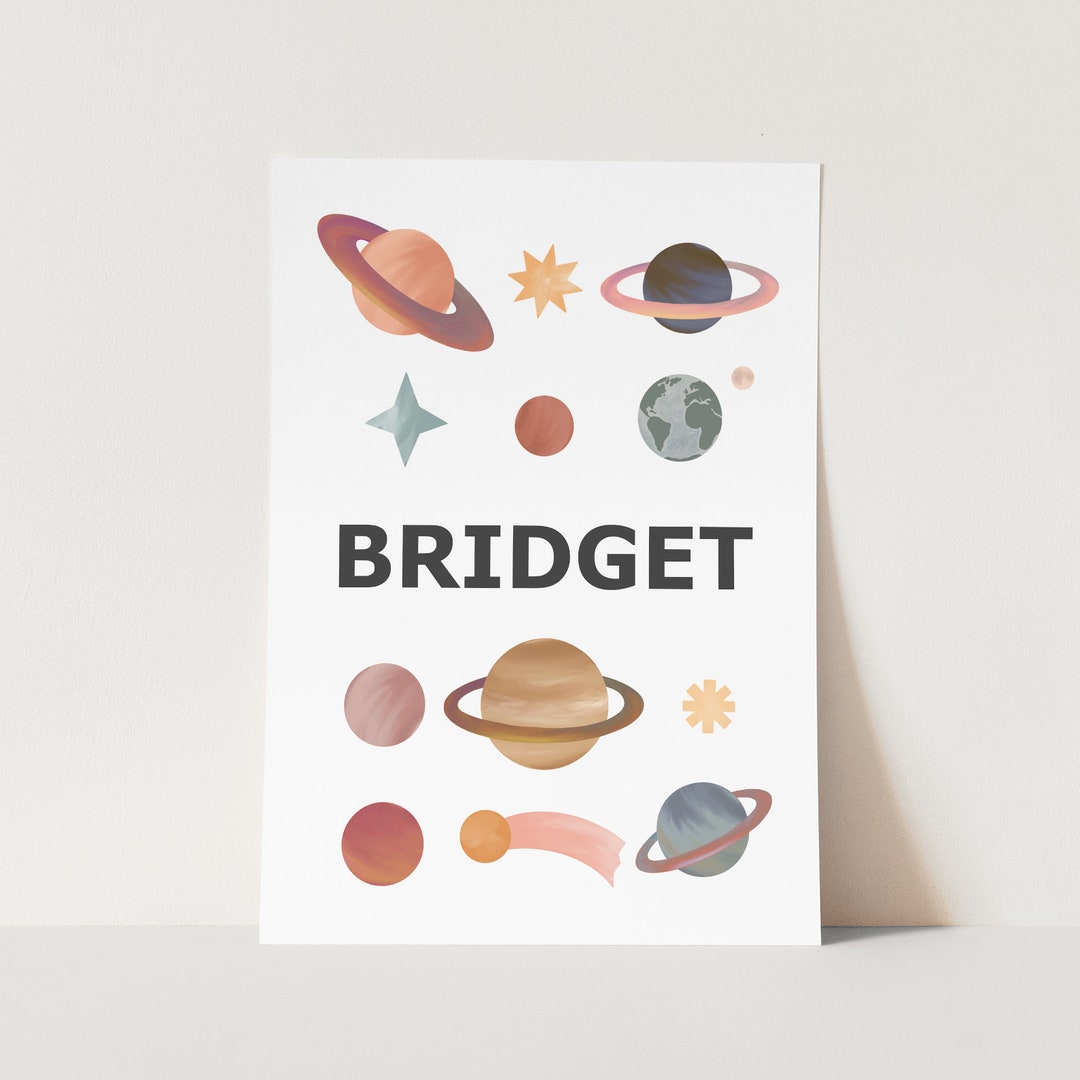 Personalised Name Planets Print (white), Children's Decor, Nursery ...