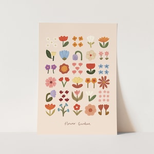 Flower Garden print in soft pink, children's decor, nursery flower decor, perfect birthday gift for her or wall decor
