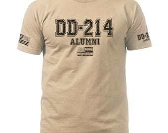 DD-214 Alumni Proud Veteran Military Service US Flag Men's T-shirt