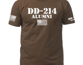 DD-214 Alumni Proud Veteran Military Service US Flag Men's T-shirt