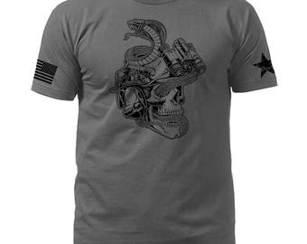 Cobra Strike Military Army Special Ops Tactical Skulls Weapon Men's T-shirt
