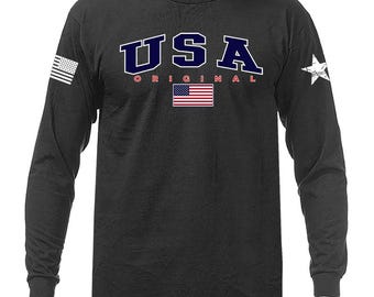 USA Original American Pride Patriotic US Flag Men's Long Sleeve T-shirt
