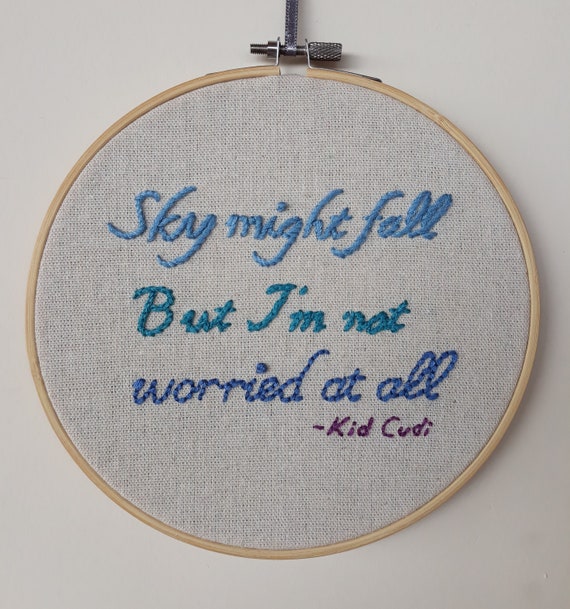 Kid Cudi Sky Might Fall Lyrics Embroidery Art Etsy
