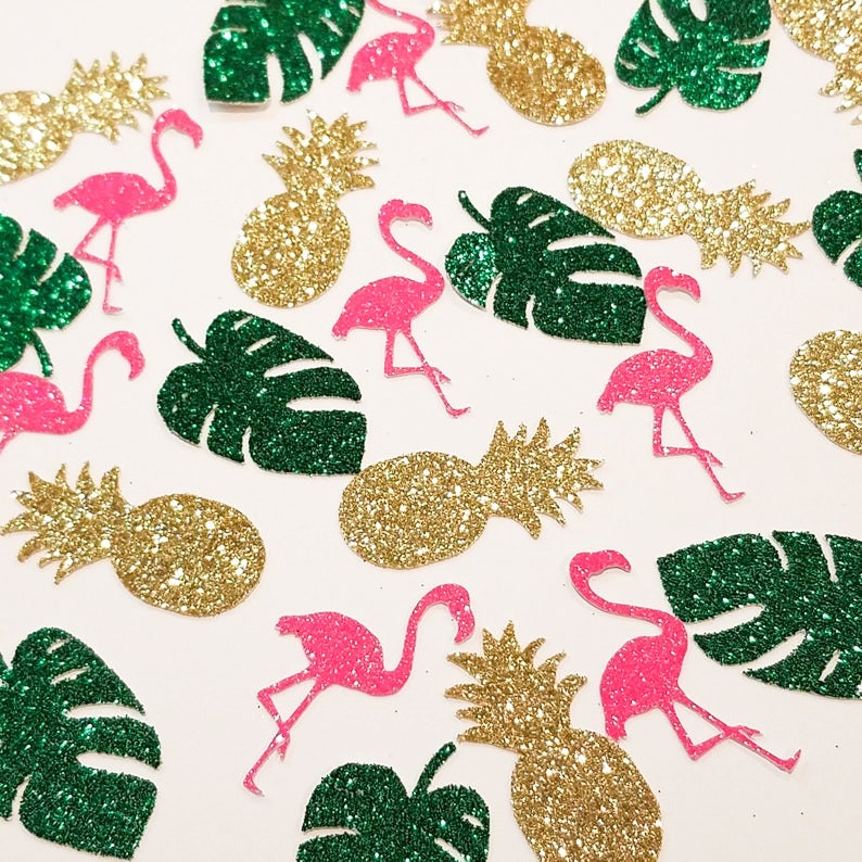 Flamingo Confetti Pineapple Confetti Palm Leaf Confetti Tropical Confetti Birthday Confetti Glitter Bachelorette Party