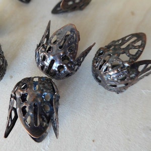 12pcs 11mm Antique Copper Beadcaps Filigree Beadcaps Large Beadcaps Peanut Beadcaps Jewelry Supplies Findings Beading Supplies