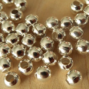 4mm Smooth Silver Spacer Beads: Jewelry Making Supplies - 30pcs