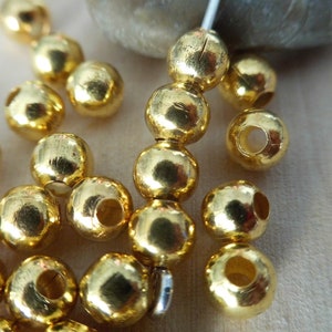 50pcs 4mm Smooth Gold Spacer Beads Small Gold Beads Jewelry Making Beading Supplies DIY Supplies