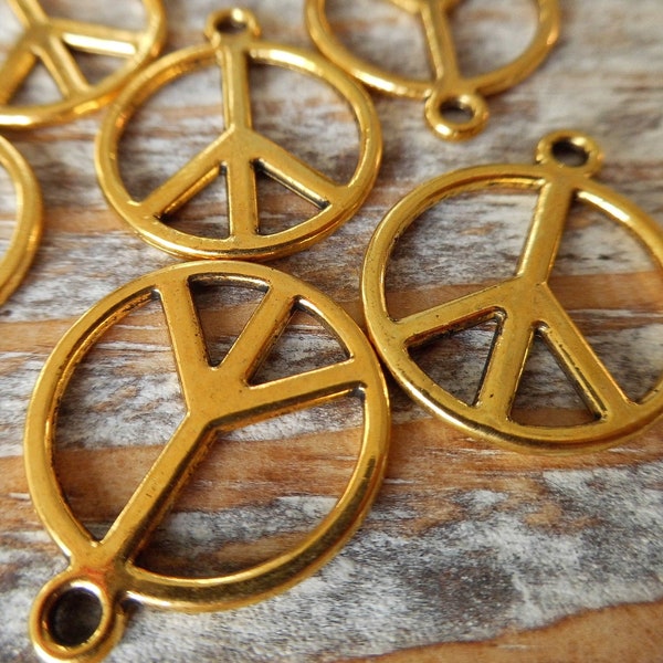 6pcs 18x21mm Antique Gold Peace Sign Charms Peace Sign Pendants Jewelry Making Supplies DIY Supplies Antique Gold Charms