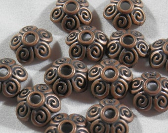 30pcs 10mm Antique Copper Beadcaps Scroll Beadcaps Flower Beadcaps Jewelry Making Beading Supplies DIY Supplies