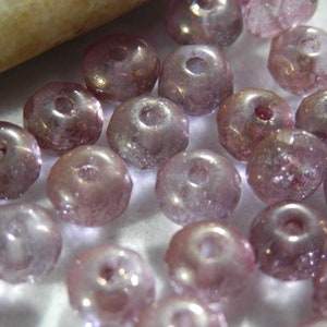 Purple Luster Czech Glass Rondelle Beads: 3x5mm Faceted Donut Beads (25pcs)