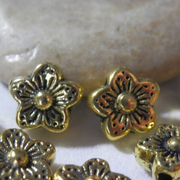 20pcs 9mm Goldr Tone Plum Flower Beads Spacer Beads Boho Flower  Beads Jewelry Making Beading Supplies DIY Supplies