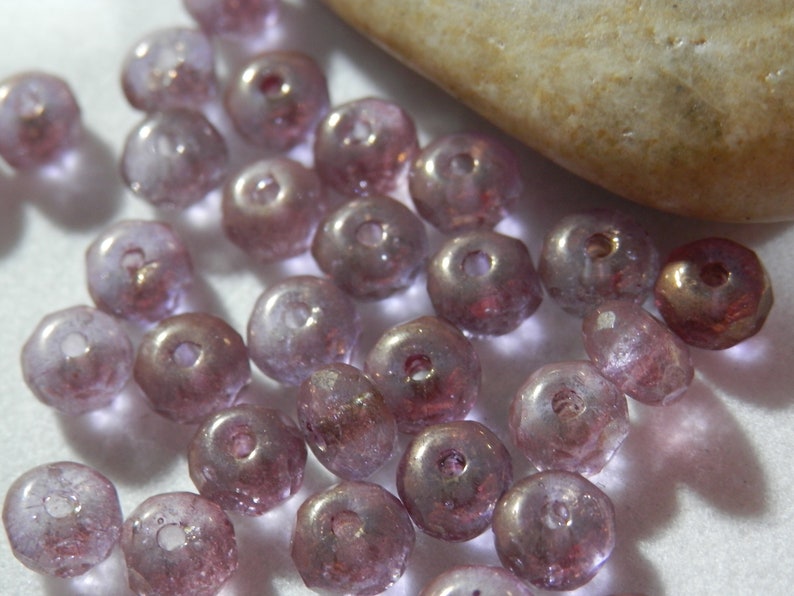 20pcs 3x5mm Purple Luster Czech Beads Rondelle Beads Faceted Beads Glass Beads Donut Beads Jewelry Making Beading Supplies DIY Supplies