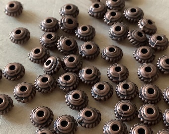 50pcs 5mm Tibetan Style Copper Rondelle Spacer Beads Jewelry Making Beading Supplies DIY Supplies