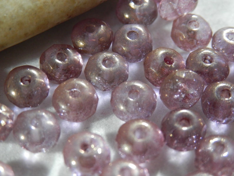 20pcs 3x5mm Purple Luster Czech Beads Rondelle Beads Faceted Beads Glass Beads Donut Beads Jewelry Making Beading Supplies DIY Supplies