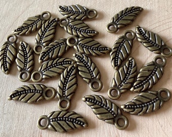 12pcs 18x7mm Bronze Small Leaf Fall Charms Jewelry Making Supplies DIY Supplies