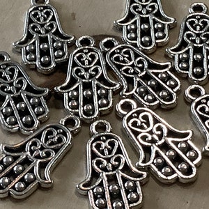 10pcs 22x13mm Antique Silver Hamza Hand Yoga Charms Jewelry Making Supplies DIY Supplies
