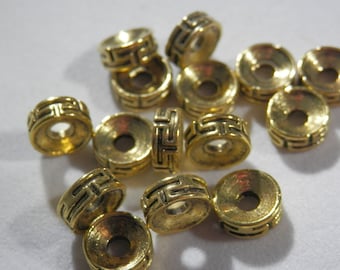 20pcs 7.5x3mm Greek Key Spacer Beads Antique Gold Spacer Beads Rodelle Spacer Beads Jewelry Making Beading Supplies DIY Supplies