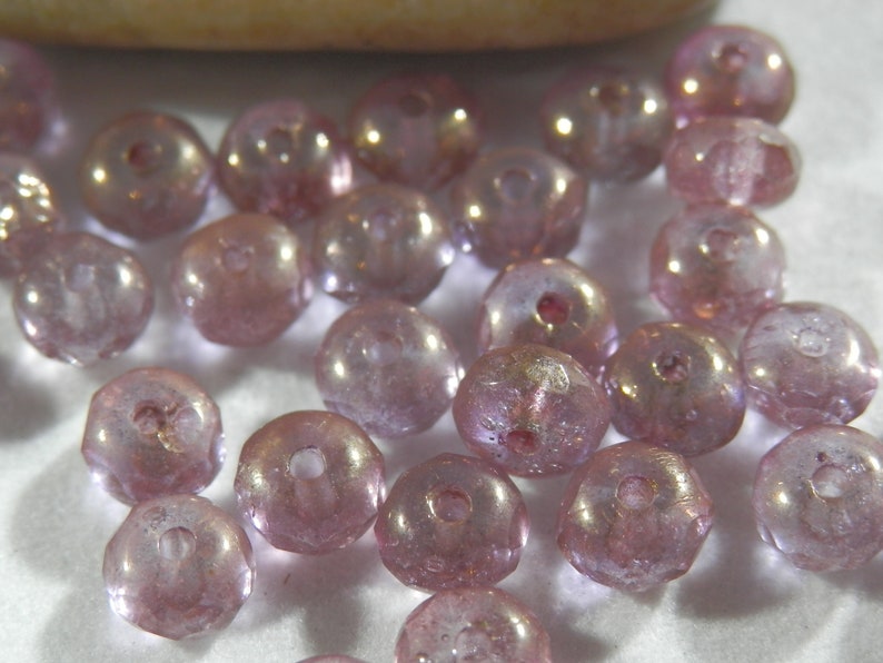 20pcs 3x5mm Purple Luster Czech Beads Rondelle Beads Faceted Beads Glass Beads Donut Beads Jewelry Making Beading Supplies DIY Supplies