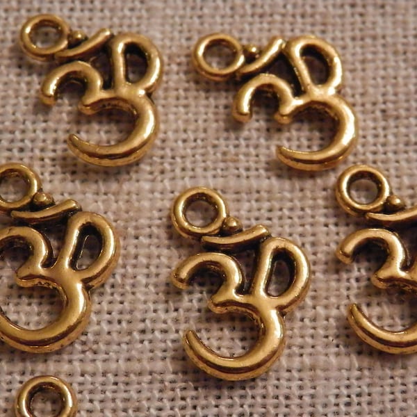 10pcs 15x10mm Gold  Ohm Symbol Charms Buddhist Yoga Charms Jewelry Making Beading Supplies DIY Supplies