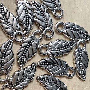 12pcs 18x7mm Antique Silver Double Sided Small Leaf Charms Jewelry Making Supplies DIY Supplies
