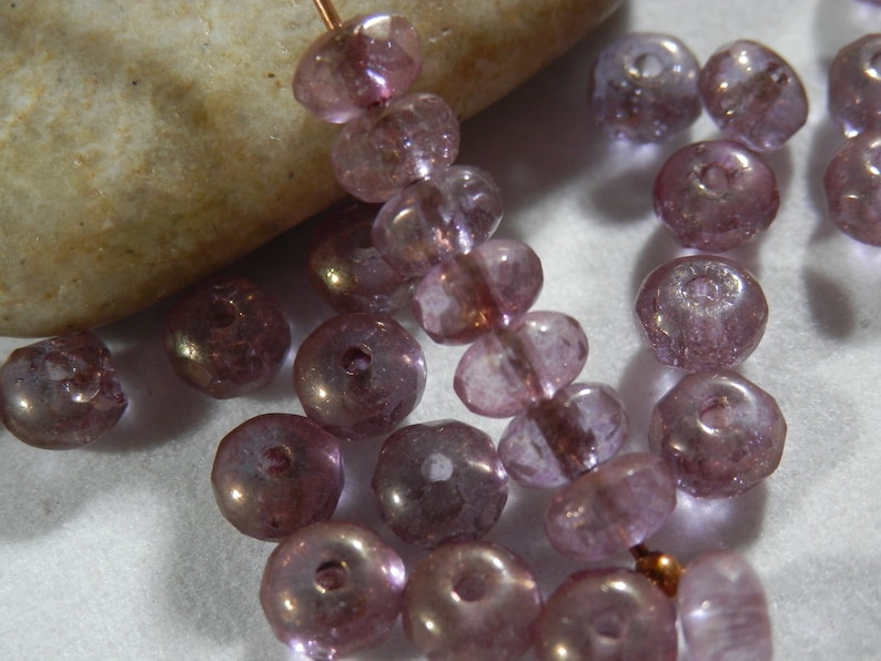 20pcs 3x5mm Purple Luster Czech Beads Rondelle Beads Faceted Beads Glass Beads Donut Beads Jewelry Making Beading Supplies DIY Supplies