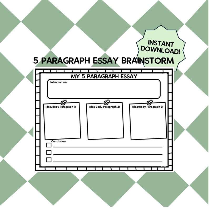 5 Paragraph Essay Graphic Organizer Printable | Writing Worksheet ...