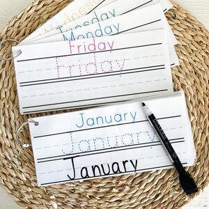 DAYS & MONTHS of the Year Tracing Cards Printable Preschool ...