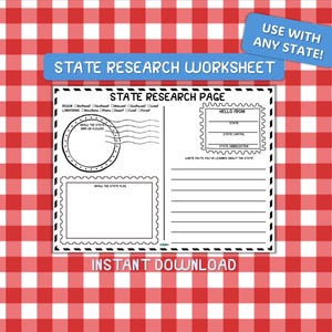 US State Research Worksheet | United States Report Page | Homeschool Geography 2nd–6th Grade Social Studies | US State Study Activity