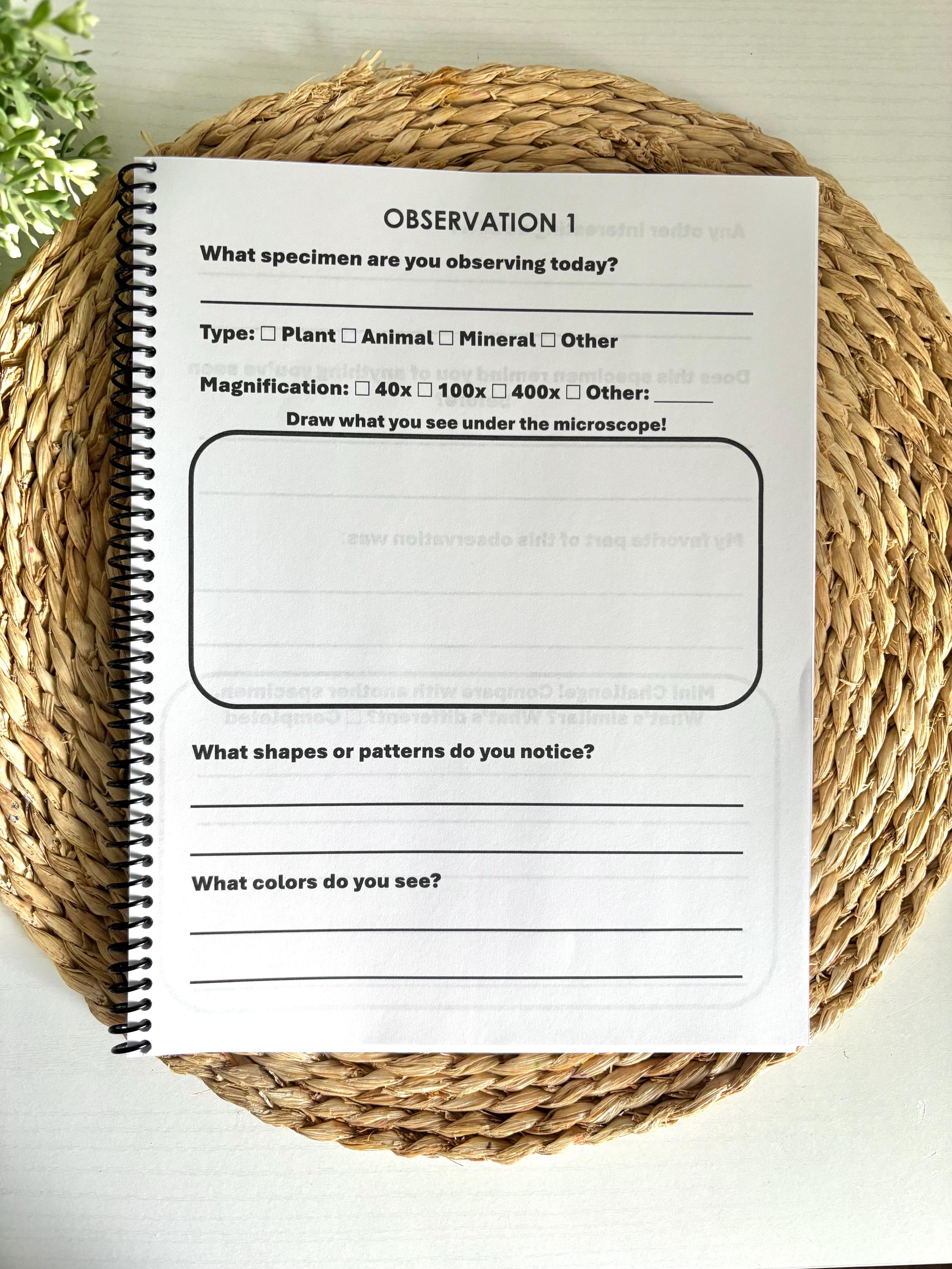 Microscope Observation Journal for Kids | STEM Science Notebook ...