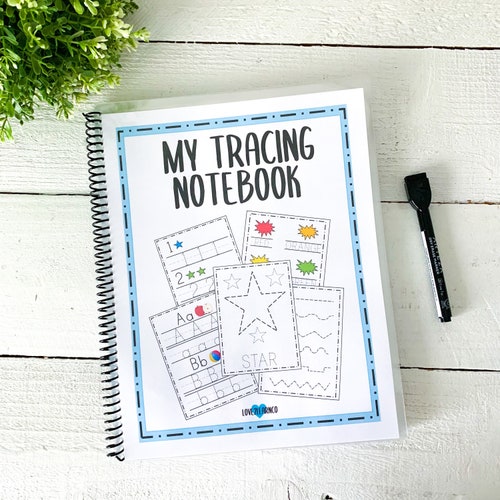 Tracing Notebook Dry Erase Name Tracing Letters Shapes Etsy