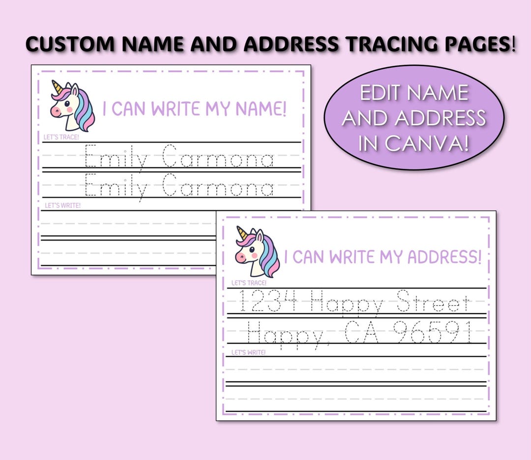 Name Tracing Worksheet and Address Tracing Page- Printable- Editable in ...