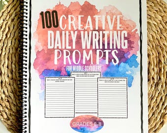 100 Ideas para Escritura Creativa Diaria para Estudiantes de Secundaria / Ideas breves para escritura creativa en el diario de escritura para la educación en casa - Versión imprimible
